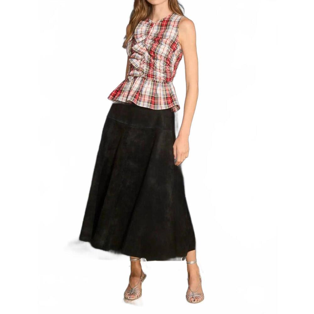 NEW HUNTER BELL ida skirt in noir suede